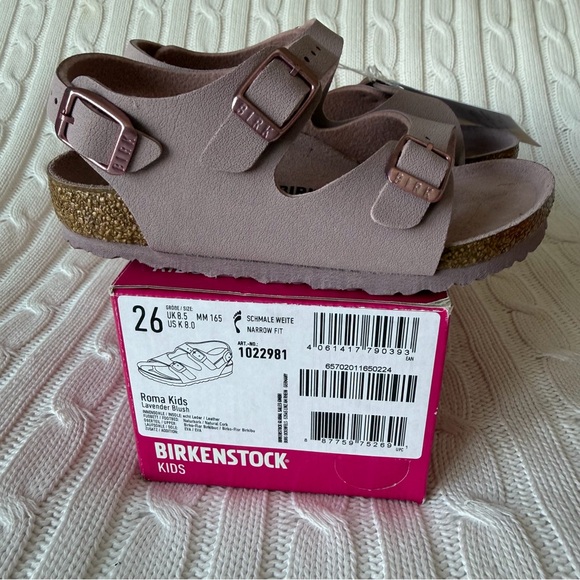 Birkenstock Roma Kids Sandal 8 Lavender Blush NEW Summer Slides Cute Girls Shoe - Picture 3 of 9